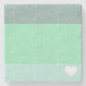 Valentijnse  Hand-Drawn Love Blue Green Stenen Onderzetter (Voorkant)