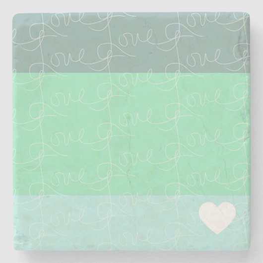 Valentijnse  Hand-Drawn Love Blue Green Stenen Onderzetter (Voorkant)