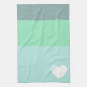 Valentijnse  Hand-Drawn Love Blue Green Theedoek (Verticaal)
