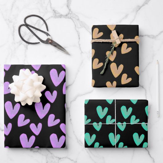 Valentijnse  Hand gekleurd met waterverf Inpakpapier Vel (Voorkant)