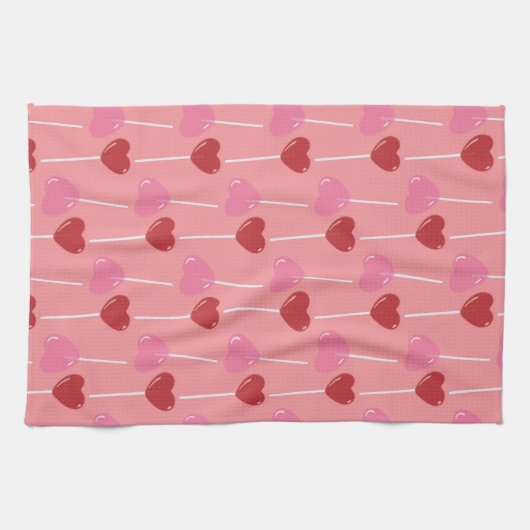 Valentijnse Harder Snoep Roze keukenhanddoek (Horizontaal)