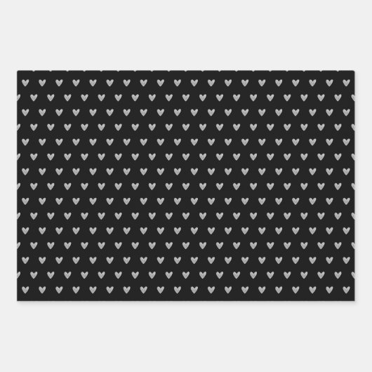 Valentijnse Hart Grijs op Zwart en Grijs op Wit Inpakpapier Vel (Voorkant)