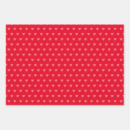 Valentijnse Hart op Rood en op Wit met Wit Inpakpapier Vel