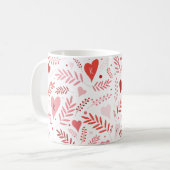 Valentijnse Hart Pink Red Stylish Pattern Monogram Koffiemok (Voorkant links)
