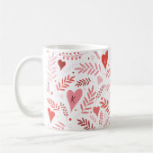Valentijnse Hart Pink Red Stylish Pattern Monogram Koffiemok (Links)