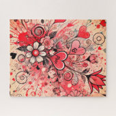 Valentijnse Harten / Daisy / Splatter Art / Sangri Legpuzzel (Horizontaal)