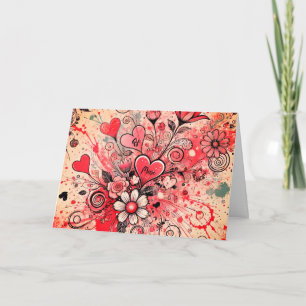 Valentijnse Harten / Daisy / Splatter Art / Sangri Notitiekaartje