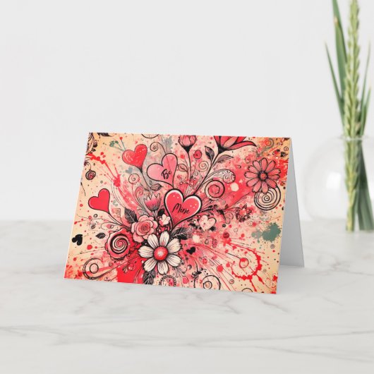Valentijnse Harten / Daisy / Splatter Art / Sangri Notitiekaartje (Voorkant)