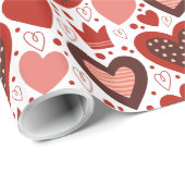 Valentijnse  harten en kronen patroon cadeaupapier (Rol Hoek)
