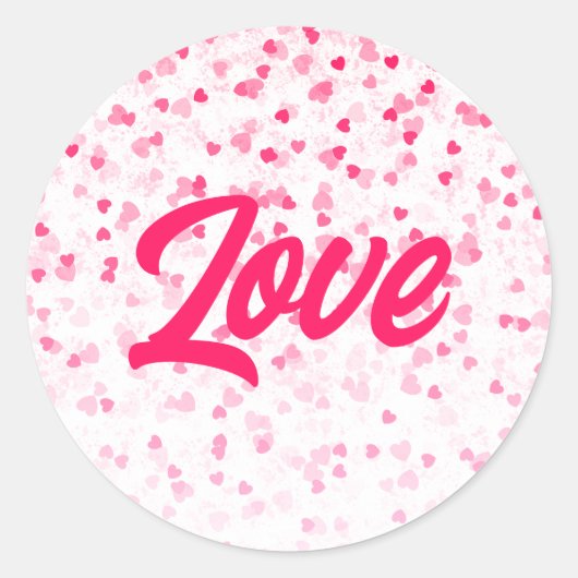 Valentijnse harten en liefde ronde sticker (Voorkant)
