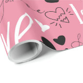 Valentijnse harten en liefde typografie patroon cadeaupapier (Rol Hoek)