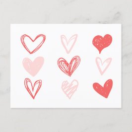 Valentijnse harten roze minimalistisch modern briefkaart