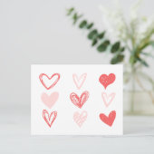 Valentijnse harten roze minimalistisch modern briefkaart (Staand voorkant)