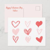 Valentijnse harten roze minimalistisch modern briefkaart (Voorkant / Achterkant)