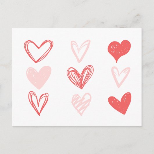 Valentijnse harten roze minimalistisch modern briefkaart (Voorkant)