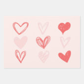 Valentijnse harten roze minimalistisch modern inpakpapier vel (Voorkant 2)