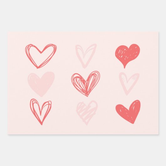Valentijnse harten roze minimalistisch modern inpakpapier vel (Voorkant 2)
