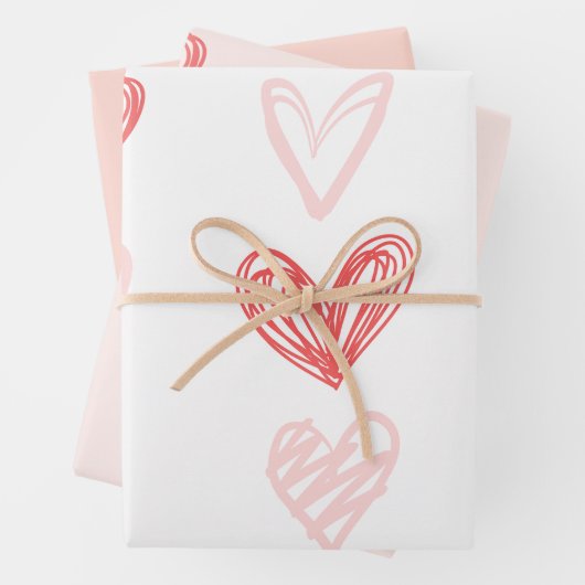 Valentijnse harten roze minimalistisch modern inpakpapier vel (In situ)