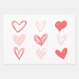 Valentijnse harten roze minimalistisch modern inpakpapier vel