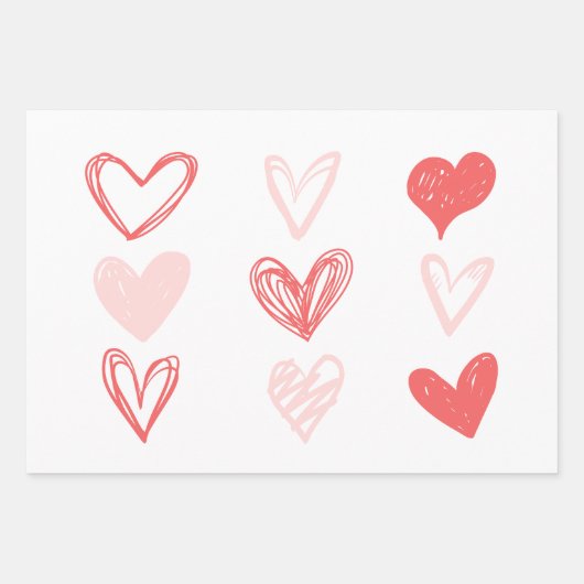 Valentijnse harten roze minimalistisch modern inpakpapier vel (Voorkant)