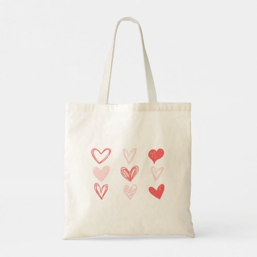 Valentijnse harten roze minimalistisch modern tote bag (Achterkant)