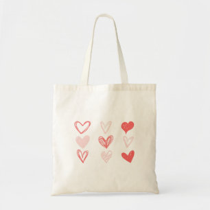 Valentijnse harten roze minimalistisch modern tote bag