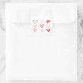 Valentijnse harten roze minimalistisch modern vierkante sticker (Tas)