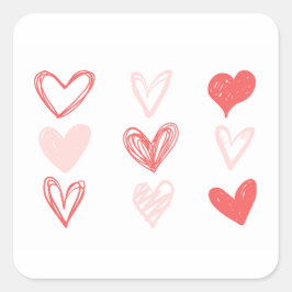 Valentijnse harten roze minimalistisch modern vierkante sticker