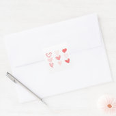 Valentijnse harten roze minimalistisch modern vierkante sticker (Envelop)