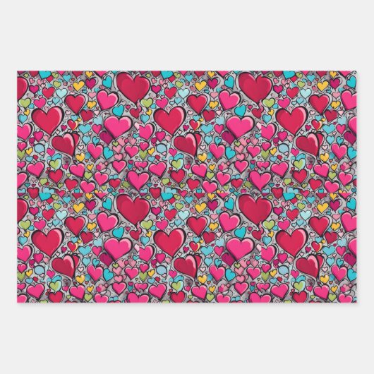 Valentijnse harten x 3 vellen (Voorkant)