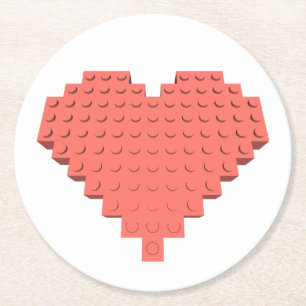 Valentijnse hartvorm ronde kartonnen onderzetter