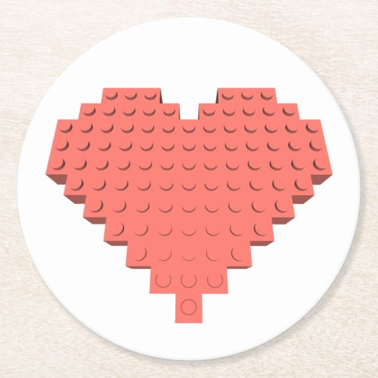 Valentijnse hartvorm ronde kartonnen onderzetter (Voorkant)