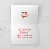 Valentijnse Hearts Red Modern Script Musical Staff Kaart (Binnen)