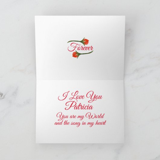 Valentijnse Hearts Red Modern Script Musical Staff Kaart (Binnen)