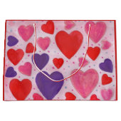 Valentijnse Het Patroon van het Hart in Roze Rode Groot Cadeauzakje (Voorkant)