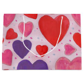 Valentijnse Het Patroon van het Hart in Roze Rode Groot Cadeauzakje (Voorkant)