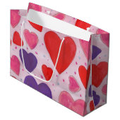 Valentijnse Het Patroon van het Hart in Roze Rode Groot Cadeauzakje (Voorkant Gekanteld)