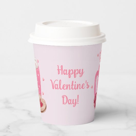 Valentijnse hete cacao, zoetstoffen en behandeling papieren bekers (Links)