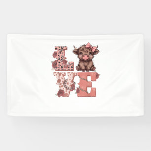 Valentijnse Highland Koe Love Shirt Koe Lover Girl Spandoek