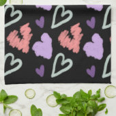 Valentijnse Hoorten Paarse handtekeningen Theedoek (Gevouwen)