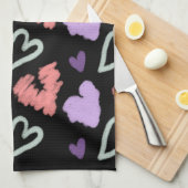 Valentijnse Hoorten Paarse handtekeningen Theedoek (Quarter Fold)