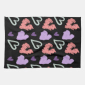 Valentijnse Hoorten Paarse handtekeningen Theedoek (Horizontaal)