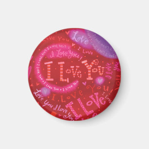 Valentijnse  Horen Roze Rood I hou van Typografie Magneet