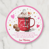 Valentijnse Hot Chocolade Bomb Pink Gold Hearts Bedankjes Labels (Voorkant)