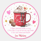 Valentijnse Hot Chocolade Bomb Pink Gold Hearts Ronde Sticker (Voorkant)