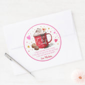 Valentijnse Hot Chocolade Bomb Pink Gold Hearts Ronde Sticker (Envelop)