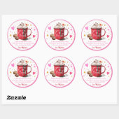 Valentijnse Hot Chocolade Bomb Pink Gold Hearts Ronde Sticker (Vel)