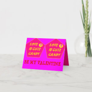 Valentijnse  hot pink en banaan bedrukt schattig bedankkaart