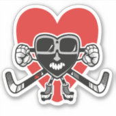 Valentijnse  houden van hart tonen hockey vaardigh sticker (Voorkant)