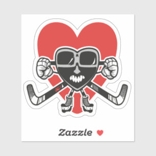 Valentijnse  houden van hart tonen hockey vaardigh sticker